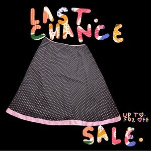 Charming Polka Dot Skirt with Pink Trim -‎ Size M